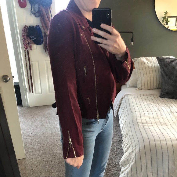 Maroon Moto Jacket - Picture 6 of 7